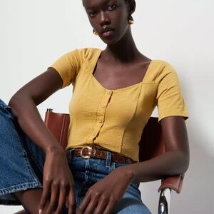 Nation LTD Marcella Square Neck Top In Antique Gold Yellow Women's Size XS